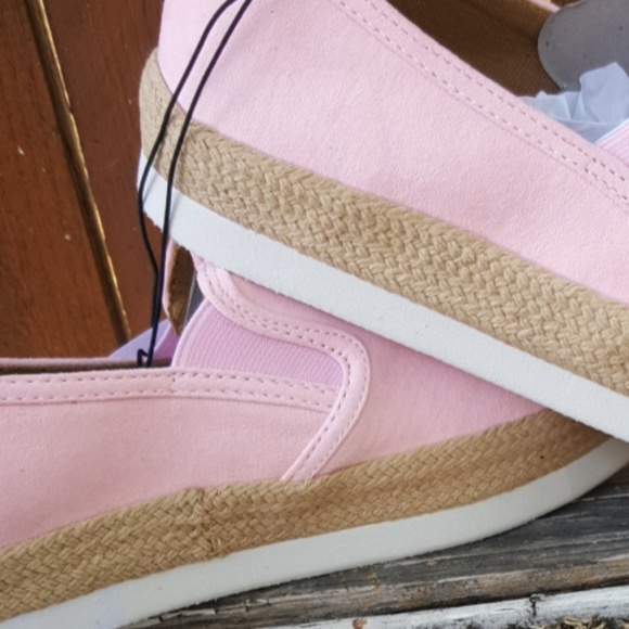 Pink Faux Suede Espadrille Slip On Sneakers - Picture 3 of 5
